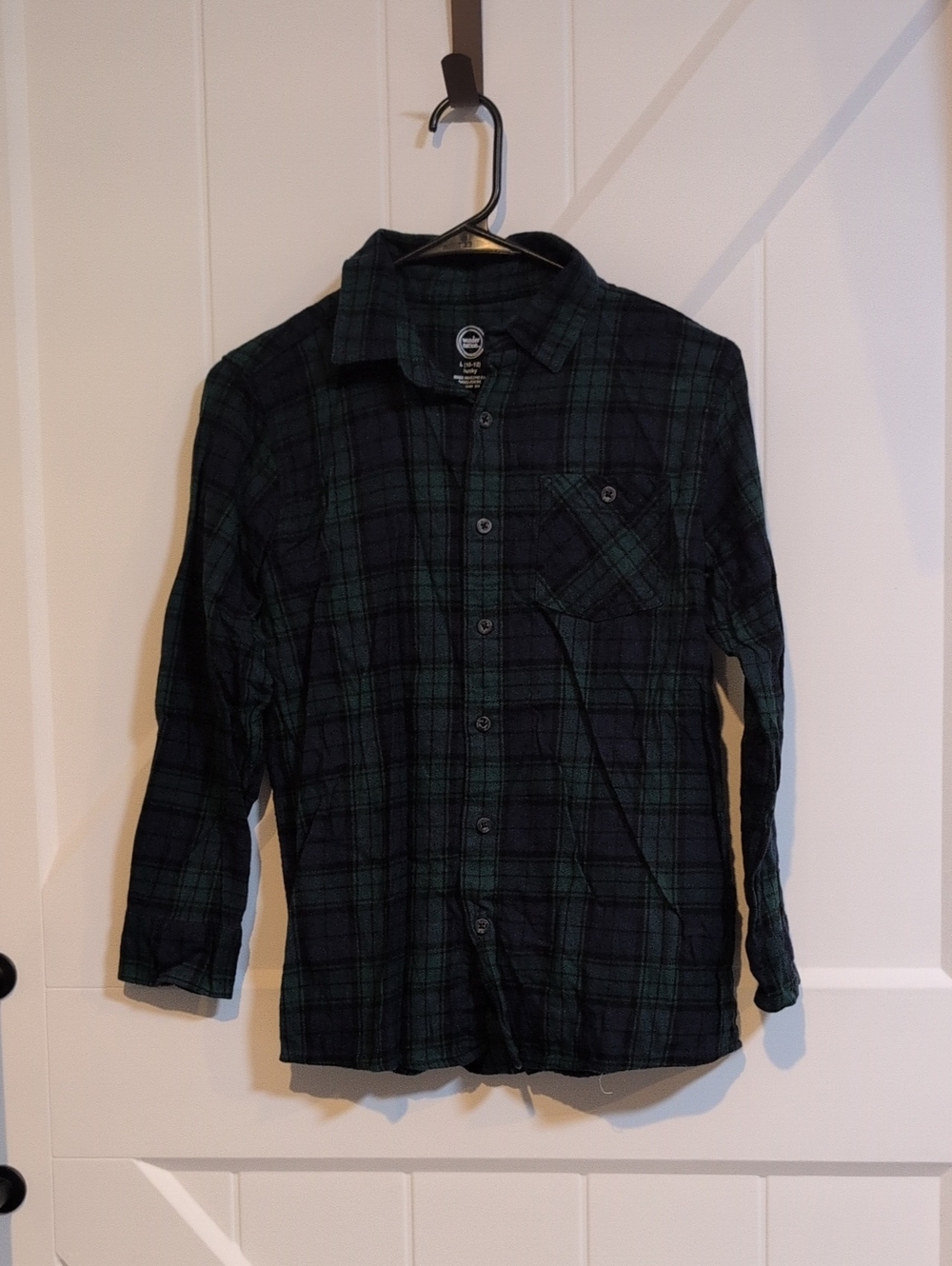 Kid's Green and Black Plaid Button-Down Shirt
